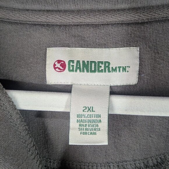 Vintage Mens 2XL Gander Mountain Olive Sweatshirt with Elbows & Shoulder Patches - Picture 2 of 3